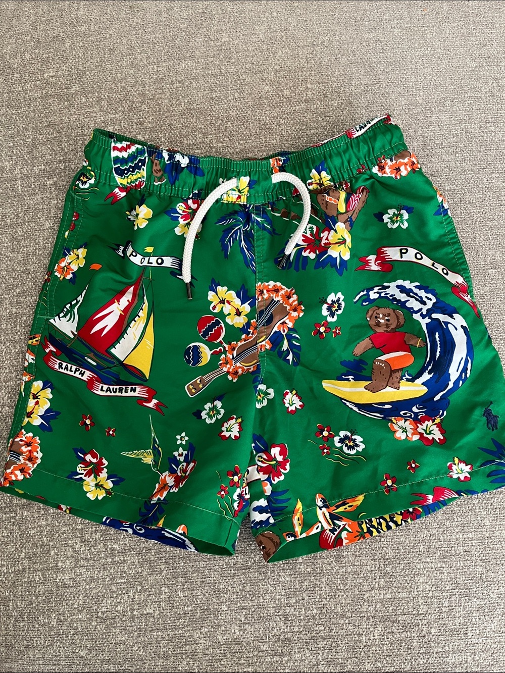 Ralph Lauren Green Floral & Nautical Print Swim Shorts - Picture 9 of 16